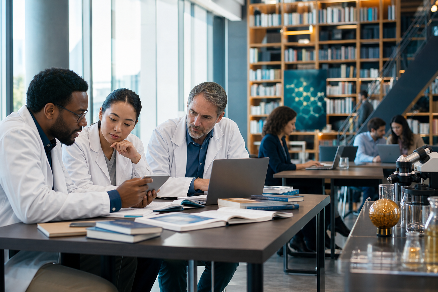 Researchers reviewing open access publications